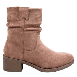 Stivaletti Raney Khaki in pelle scamosciata con tacco basso beige