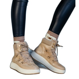 Stivaletti beige Rosemarie con suola spessa