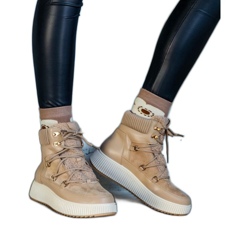 Stivaletti beige Rosemarie con suola spessa