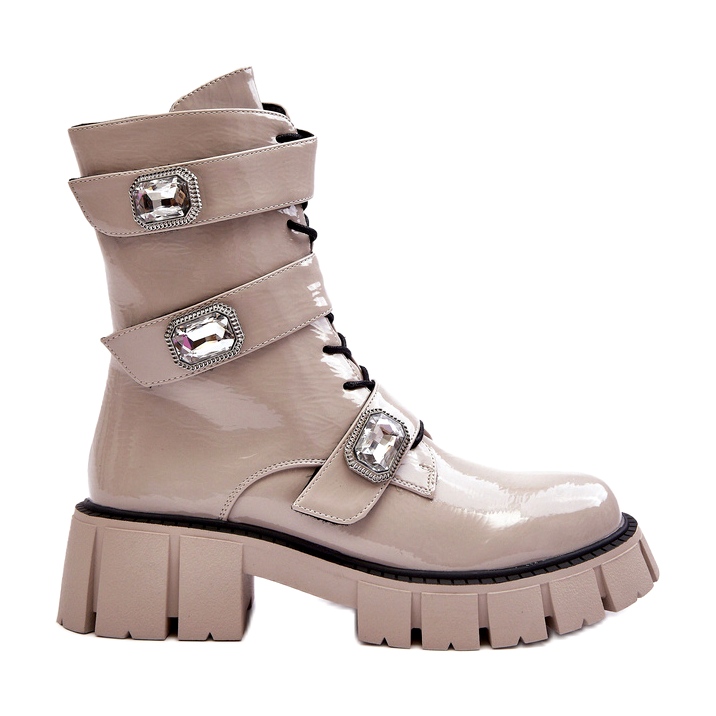 Stivali Worker da Donna Vernice Grigio Chiaro S.Barski MR870-61
