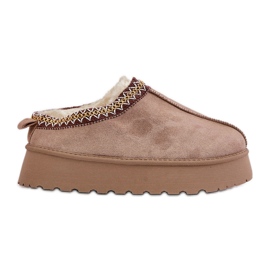 Doposci Con Plateau Con Ricamo, Tamilda Beige Scuro