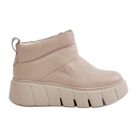 Zazoo 60470 Stivali in pelle isolati con lana sulla piattaforma beige chiaro