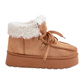 Stivali da neve con plateau da donna e pelliccia, Branek Camel Ciabellae marrone