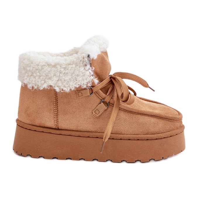 Stivali da neve con plateau da donna e pelliccia, Branek Camel Ciabellae marrone