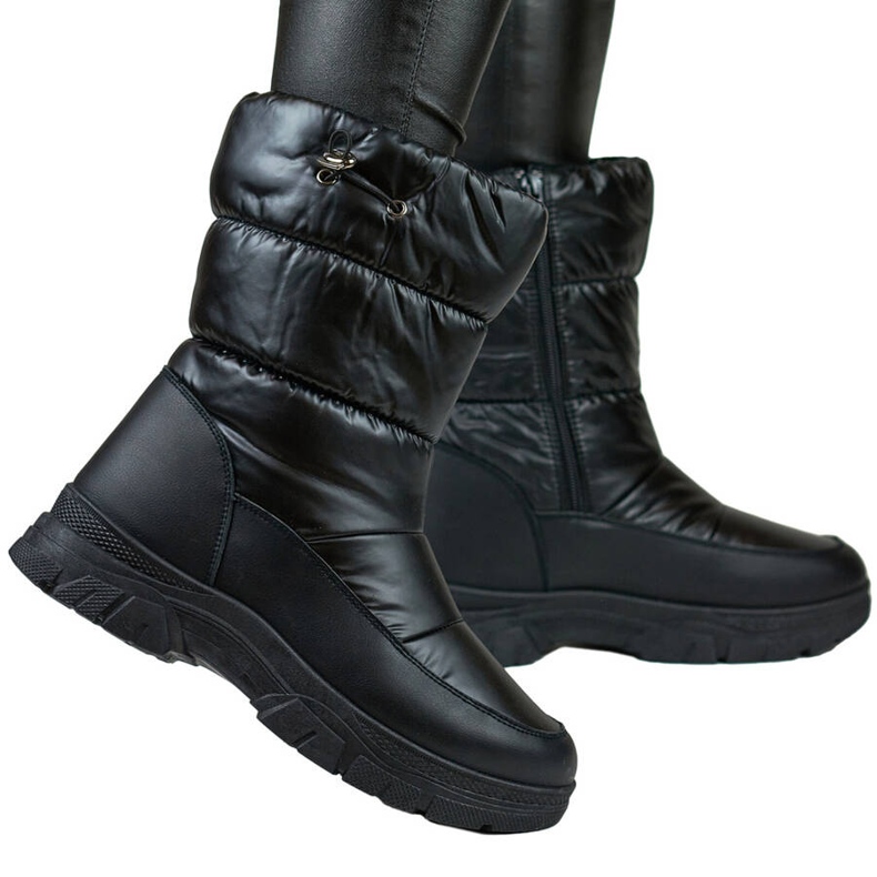 Doposci alti da donna con risvolto, neri 3537B nero