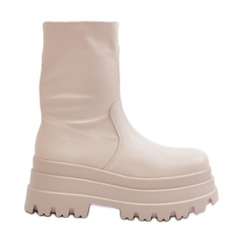 Stivaletti Florinara beige chiaro su una piattaforma massiccia