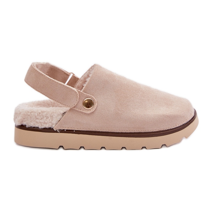Pantofole da Donna con Plateau, Foderate con Pelliccia, Montone Beige di Sanilora