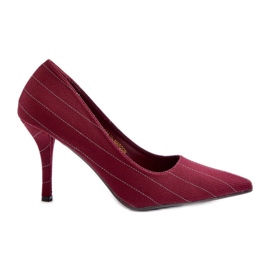 Tacco Alto da Donna in Tessuto Rigato Bordeaux Tifidra rosso