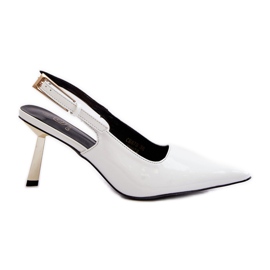 Décolleté Filona in vernice bianca con tacco aperto bianco