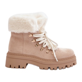 Trapper Da Donna Stringati Con Pelliccia, Vaminia Beige Chiaro