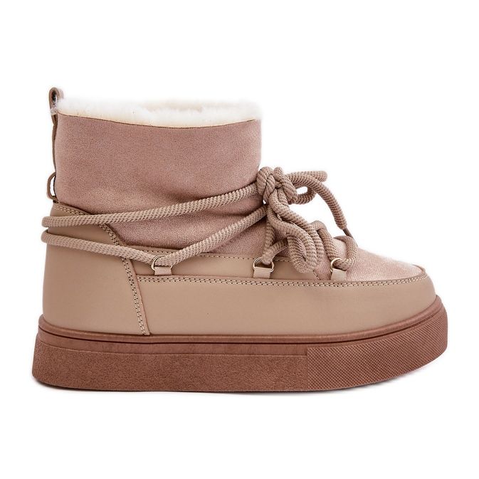 Doposci da Donna con Plateau Foderati in Pelliccia, Beige Aziara