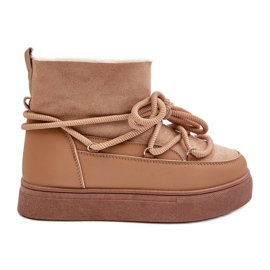 Stivali da neve con plateau da donna isolati con pelliccia Aziara color cammello beige
