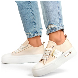 Sneakers basse LY100BE beige con suola spessa