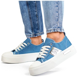 Sneakers in denim blu con suola spessa LY100BL