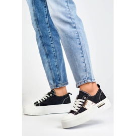 Sneakers basse con suola spessa, nere LY100B nero