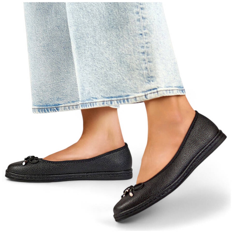 Comode ballerine nere da donna con fiocco GD-XR392A-B nero