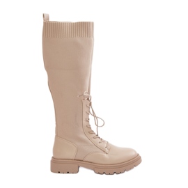 Stivali slip-on Iranel beige con tomaia a calzino
