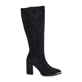 Stivali in eco suede con tacco largo, Batirae neri nero