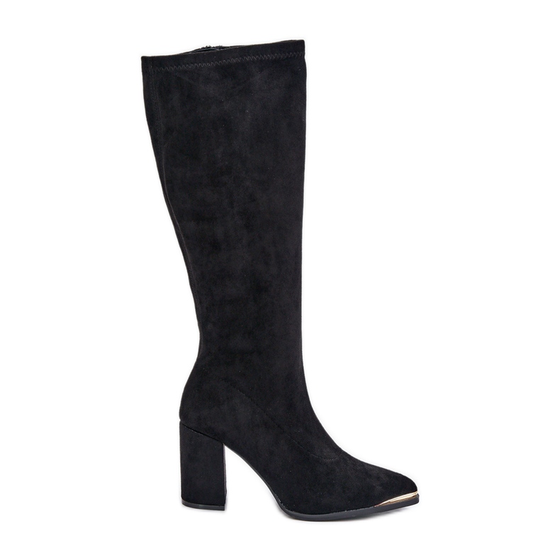 Stivali in eco suede con tacco largo, Batirae neri nero