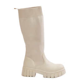 Mesidra beige chiaro Stivali Mesidra con tomaia flessibile e tacco piatto