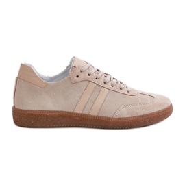 Zazoo N1068 Sneakers Basse da Donna in Camoscio, Beige