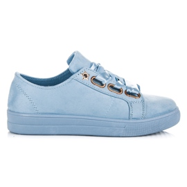 Ideal Shoes Sneakers in camoscio con nastro blu