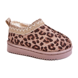 Stivali da neve per bambini con motivo leopardato sulla piattaforma, caldi con pelliccia, Vilabria marrone beige