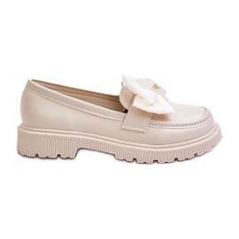 Vinceza Mocassini Da Bambina In Ecopelle Beige Con Fiocco Avallesa