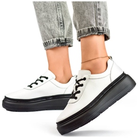 Goodin Sneakers da donna in pelle con suola platform nera, bianco GD-XF-120A-W bianca