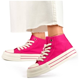 Sneakers alte in tessuto da donna fucsia BL507FU rosa