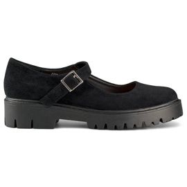 Scarpe da donna in camoscio con fibbia, nere 2720-1B nero