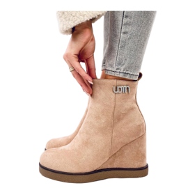 Stivaletti con zeppa Rochelle Khaki beige