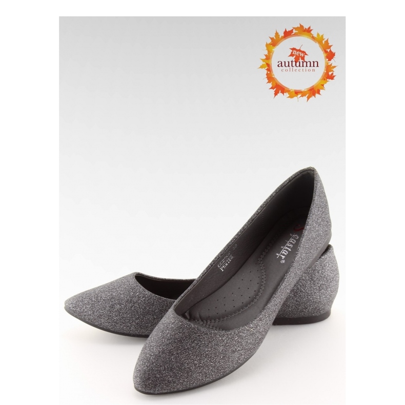 Ballerine nere con glitter CC200P Peltro - Inello nero