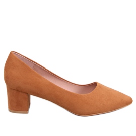 Décolleté cammello con tacco basso marrone