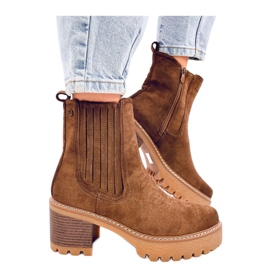 Stivaletti Chelsea con tacco alto marrone