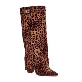 Modello 9501A Stivali leopardati marroni marrone