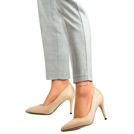 Scarpe con tacco da donna, eco-camoscio B0-202BE, beige