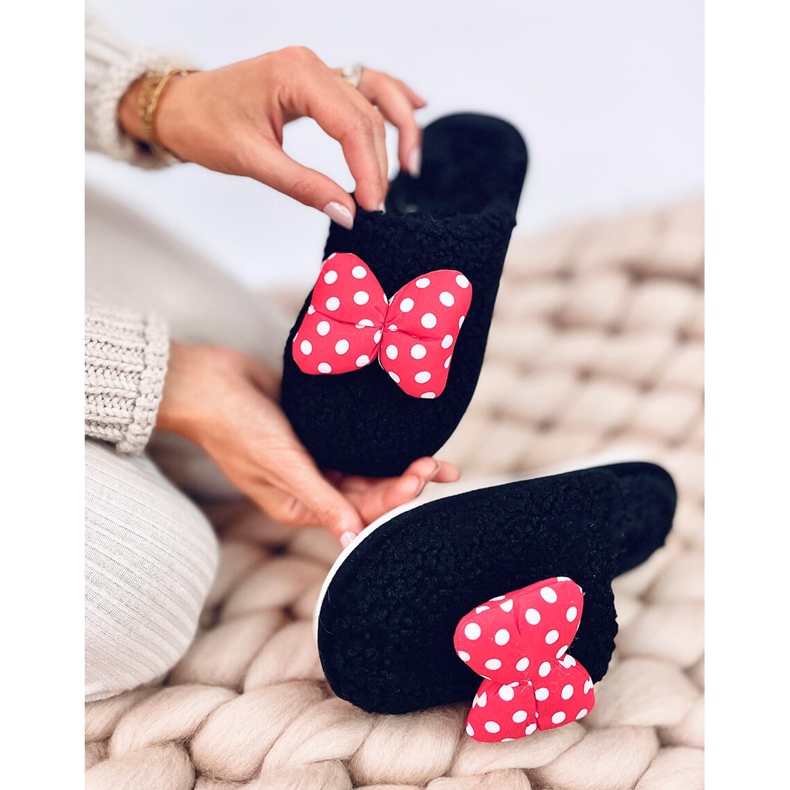 Ciabatte per bambini con fiocco Bambino Nero