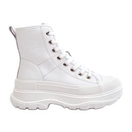 Big Star Sneaker da donna isolata in pelle sulla piattaforma enorme grande star oo274a598 bianco