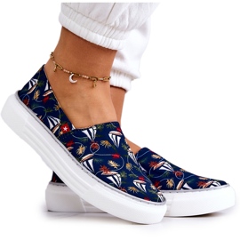 Sneakers da donna Slip On Memory Foam Big Star JJ276016 Blu Navy