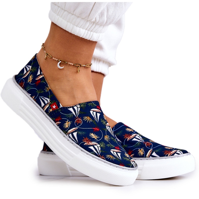 Sneakers da donna Slip On Memory Foam Big Star JJ276016 Blu Navy