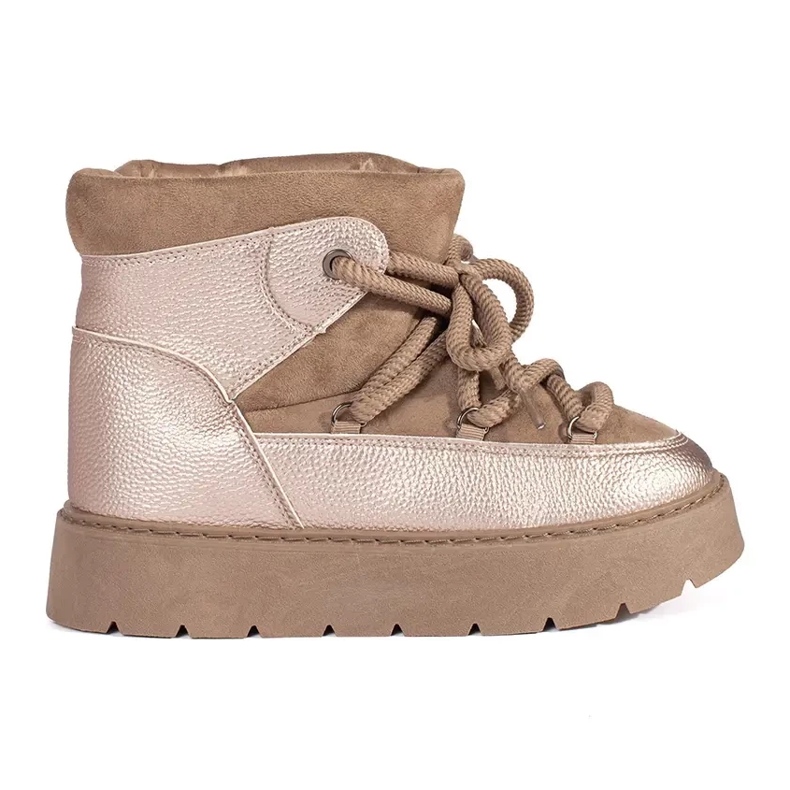 Doposci da donna beige stringati con suola spessa