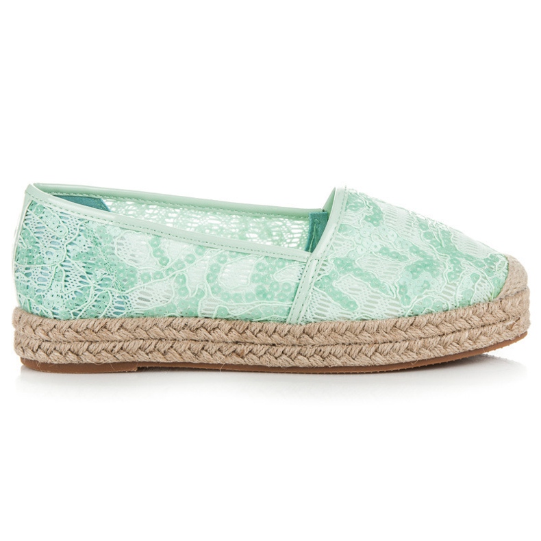 Vices Espadrillas in pizzo con paillettes verde