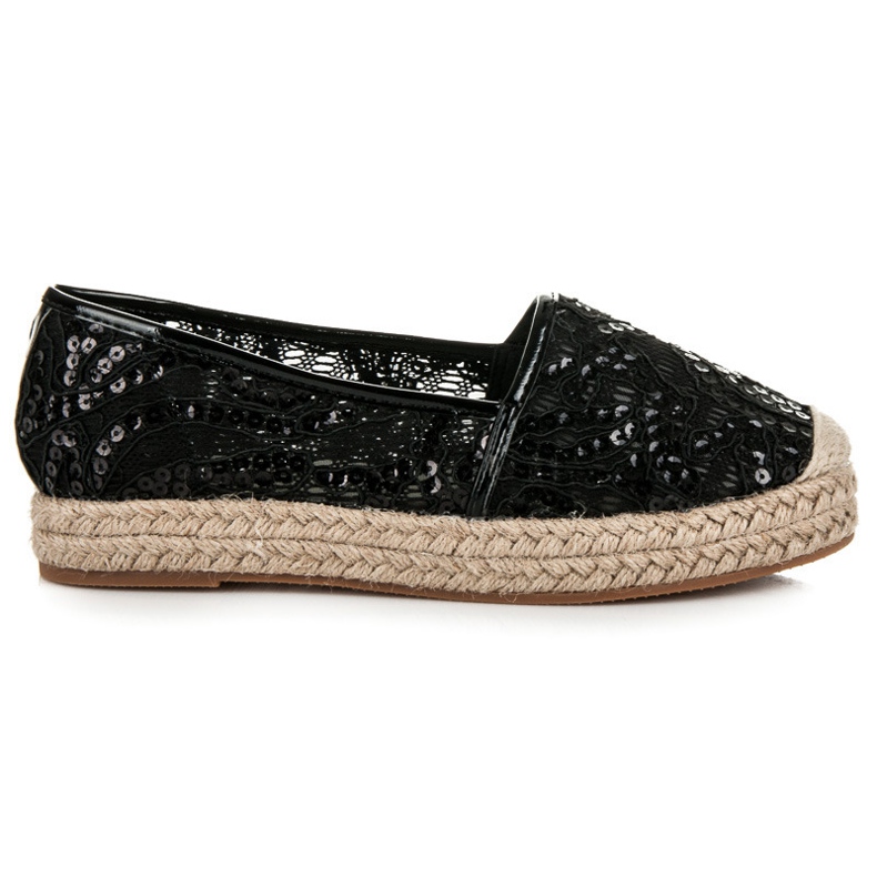 Vices Espadrillas In Pizzo Con Paillettes nero