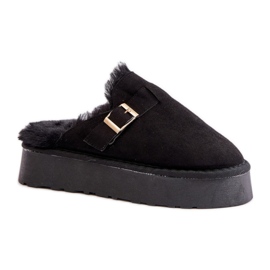 Pantofole da donna isolate con pelliccia FA-185, nere nero