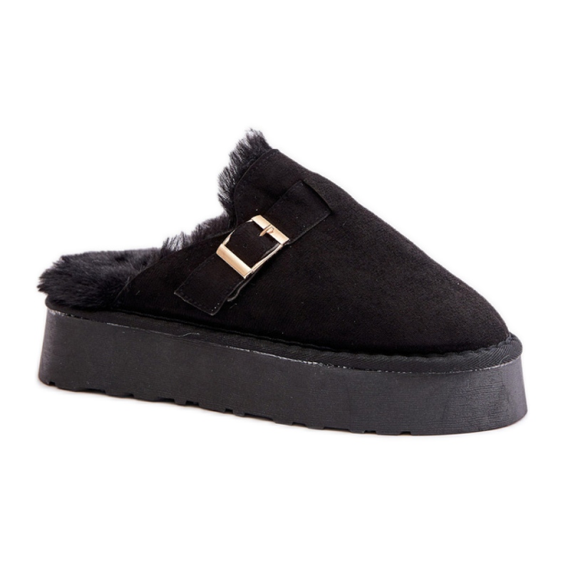 Pantofole da donna isolate con pelliccia FA-185, nere nero