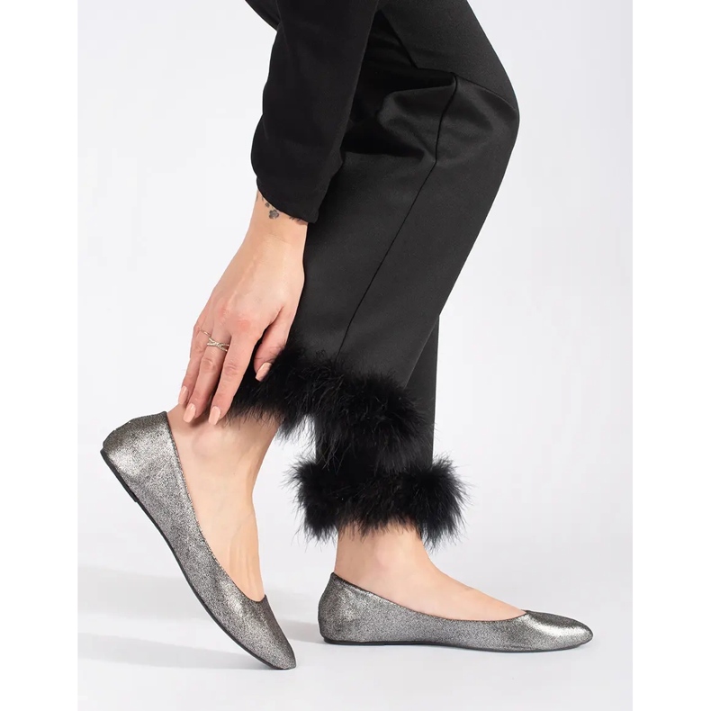 Ballerine da donna in glitter grigio