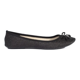 Ballerine da donna nere lucide con fiocco nero