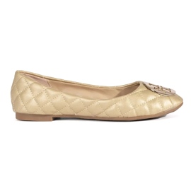 Ballerine da donna trapuntate oro con decorazione d'oro