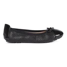 Ballerine da donna in vernice nera con fiocco nero